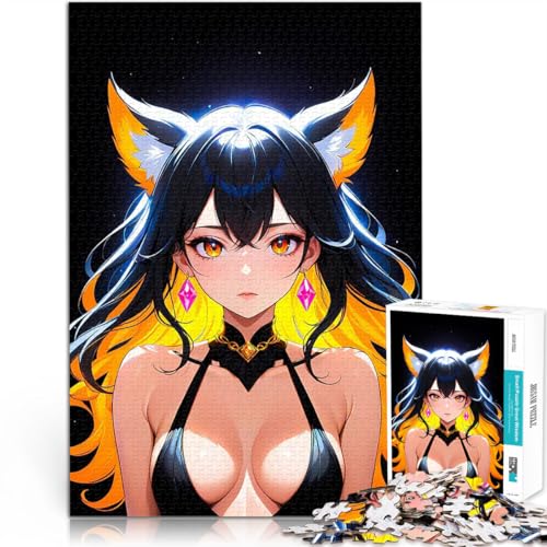 1000-Teile-Puzzle für Teenager Stressabbau Schwierige Herausforderung Anime-Mädchen mit Fuchsohren Lernspiel für Geburtstag, Weihnachten52x38cm von LKASGCBY