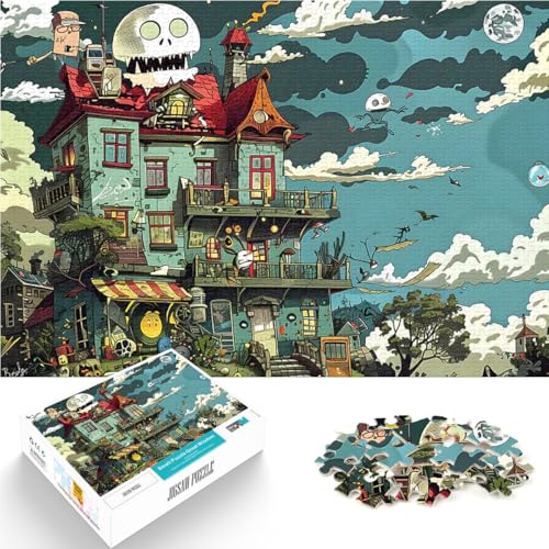 1000-Teile-Puzzle für Teenager Stressabbau – Staycation – Zeit totschlagen Irrenhaus V2 mit passendem Poster und Quizblatt38x26cm von LKASGCBY