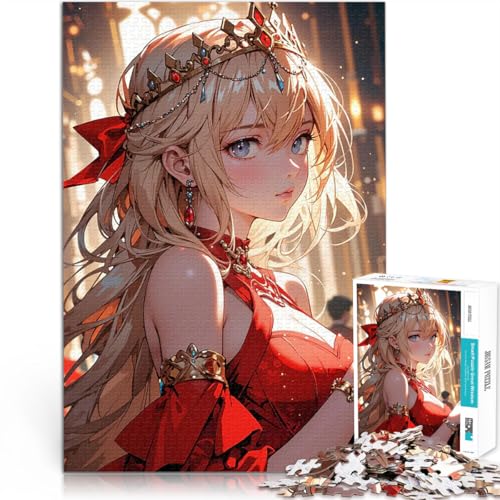 1000-Teile-Puzzle für Teenager lustige Spiele für die ganze Familie Anime-Prinzessin im roten Kleid Die Liebe zwischen Paaren stärken38x26cm von LKASGCBY