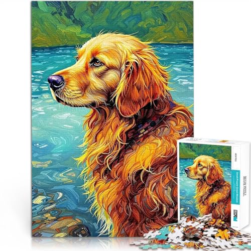 1000-Teile-Puzzle für Teenager pädagogische Herausforderung Golden Retriever am See Angebot als Geschenk für die ganze Familie75x50cm von LKASGCBY