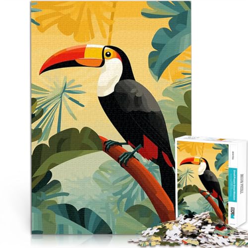 1000-Teile-Puzzle für Teenager pädagogische Herausforderung Tukan im tropischen Dschungel Geeignet für die Schreibtischdekoration52x38cm von LKASGCBY