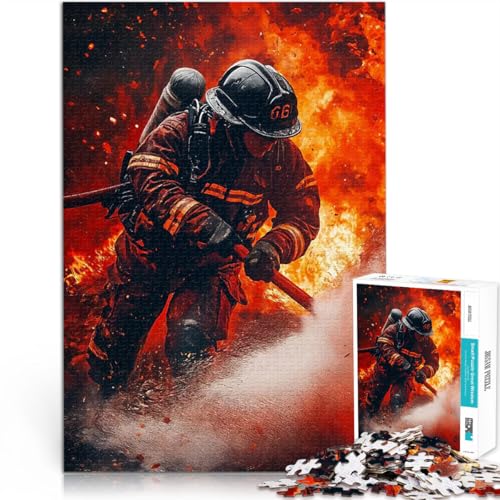 1000-teilige Puzzles für Erwachsene Anspruchsvolles Spiel und Familienspaß Feuerwehrmann im Einsatz Geburtstagsgeschenk38x26cm von LKASGCBY