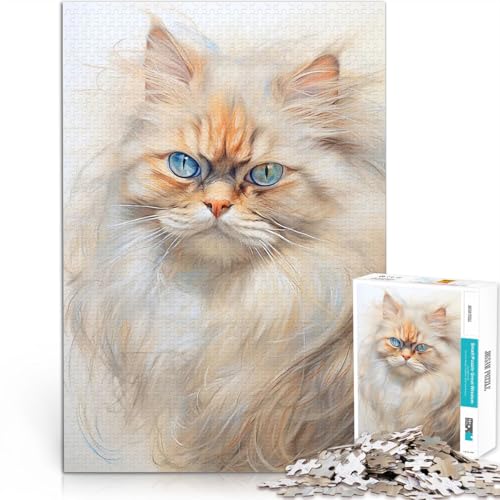 1000-teilige Puzzles für Erwachsene Familienspiel für und Skizze Einer Perserkatze Die Liebe zwischen Paaren stärken38x26cm von LKASGCBY