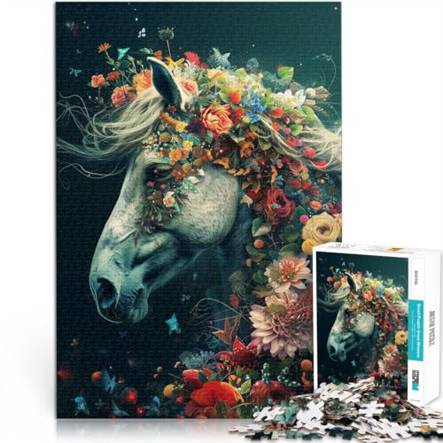 1000-teilige Puzzles für Erwachsene Geschenke zum Suchbegriff: Herausfordernde Spiele Pferdeblumen Geschenkideen75x50cm von LKASGCBY