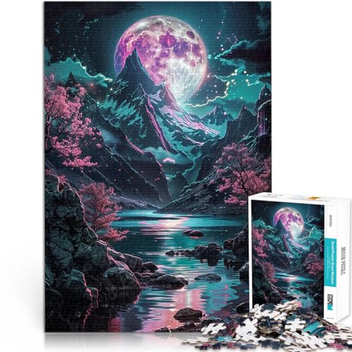 1000-teilige Puzzles für Erwachsene Herausfordernd Schwierig Neon Moon Japan Kunst Verbessern Sie das Gedächtnis52x38cm von LKASGCBY
