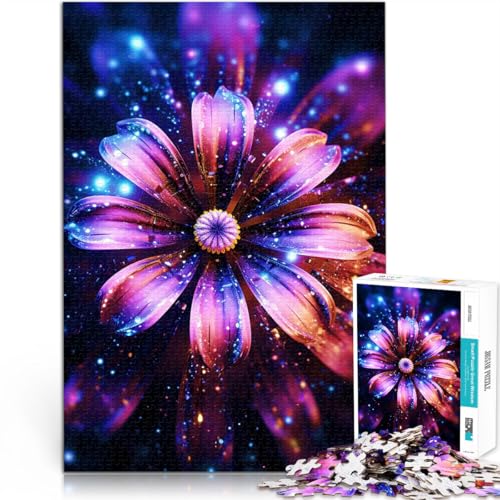 1000-teilige Puzzles für Erwachsene Lernspiel-Herausforderungsspielzeug Gänseblümchen Neon Kosmische Blume Wichtelgeschenke75x50cm von LKASGCBY