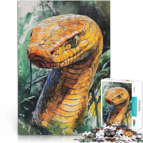 1000-teilige Puzzles für Erwachsene Lernspiele Heimdekoration Aquarell Schlangenporträt Geschenke für Freunde und Familie52x38cm von LKASGCBY