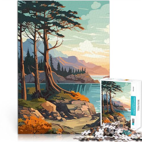 1000-teilige Puzzles für Erwachsene Lernspiele Heimdekoration Wasserfallküste Lustige Aktivitäten für zu Hause, Geburtstagsgeschenk, Reisegeschenk,38x26cm von LKASGCBY