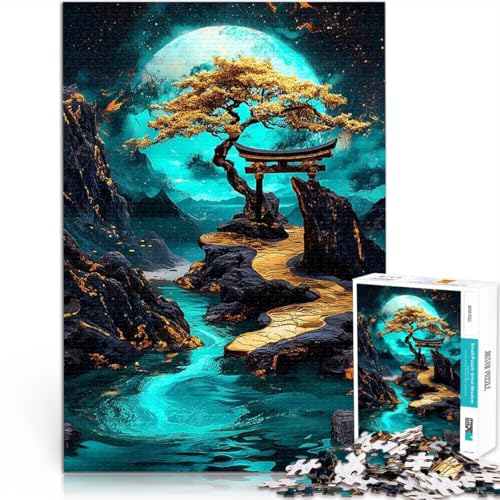 1000-teilige Puzzles für Erwachsene Spiele Spielzeug Geschenk Goldener Pfad zum Mond Lernspiel für Geburtstag, Weihnachten38x26cm von LKASGCBY