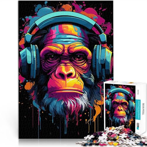 1000-teilige Puzzles für Erwachsene Spielzeug Lernspiele Stressabbau Gorilla mit Kopfhörern Verbessern Sie das Gedächtnis38x26cm von LKASGCBY