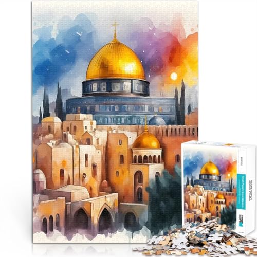 1000-teilige Puzzles für Erwachsene Stressabbau-Spielzeug EIN Gemälde von Jerusalem Lernspiel für Geburtstag, Weihnachten75x50cm von LKASGCBY