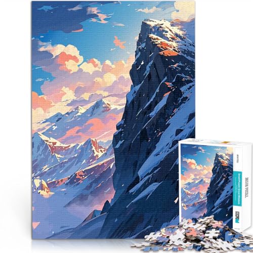 1000-teilige Puzzles für Erwachsene Trainieren Sie Ihr Gehirn und Ihre Hände Schneebedeckter Gipfel Geburtstagsgeschenk75x50cm von LKASGCBY