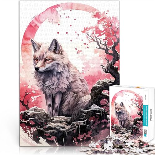 1000-teilige Puzzles für Erwachsene für Lernspiel-Herausforderungsspielzeug Kirschblüte Wolf Tier Geschenke für Freunde und Familie52x38cm von LKASGCBY