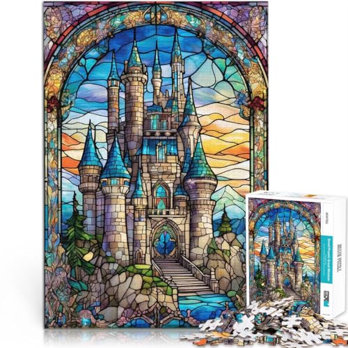 1000-teilige Puzzles für Teenager Lernspiele DIY Spielzeug Buntglasschlösser mit vollständig ineinander greifenden, zufällig geformten Teilen52x38cm von LKASGCBY