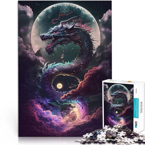 1000-teilige Puzzles für Teenager Stressabbau – Staycation – Zeit totschlagen Japanischer Drache Lernspiel für Geburtstag, Weihnachten75x50cm von LKASGCBY