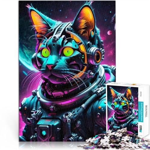 1000-teiliges Puzzle für Erwachsene Dekomprimierendes intellektuelles Lernspielzeug Astronautenkatze Geschenk zum Geburtstag38x26cm von LKASGCBY