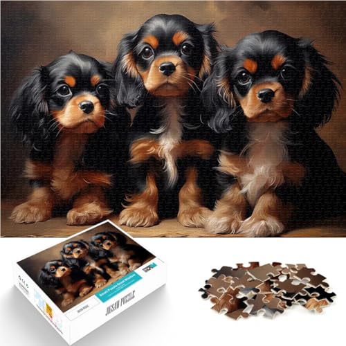 1000-teiliges Puzzle für Erwachsene Familienspiel für und DREI Cavalier King Charles Spaniels Die Liebe zwischen Paaren stärken52x38cm von LKASGCBY