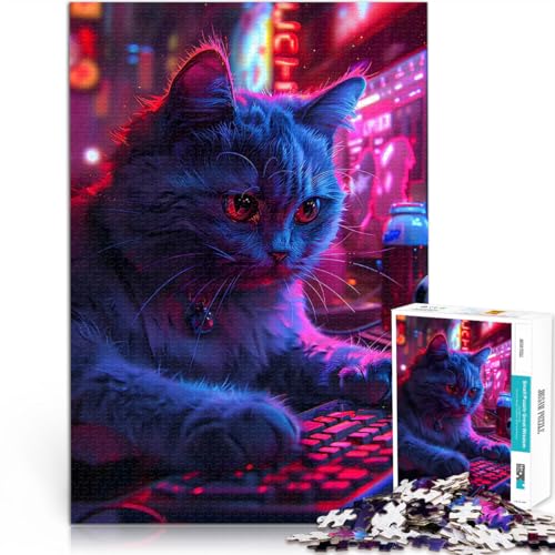 1000-teiliges Puzzle für Erwachsene Geschenke zum Suchbegriff: Herausfordernde Spiele Gaming-Katze Geburtstagsgeschenke38x26cm von LKASGCBY