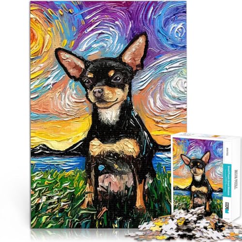 1000-teiliges Puzzle für Erwachsene Intellektuelles Spiel Hund Sternennacht Van Gogh Die Liebe zwischen Paaren stärken52x38cm von LKASGCBY