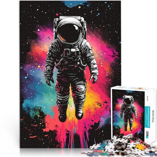 1000-teiliges Puzzle für Erwachsene Lernspiel-Herausforderungsspielzeug Bunter Astronautenraum Verbessern Sie das Gedächtnis52x38cm von LKASGCBY