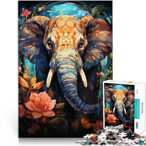 1000-teiliges Puzzle für Erwachsene Lernspiele DIY Spielzeug Niedliche Elefantenfantasie Lernspiel für Geburtstag, Weihnachten75x50cm von LKASGCBY