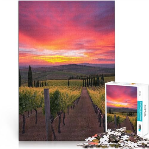 1000-teiliges Puzzle für Erwachsene Lernspiele Heimdekoration Sonnenuntergang im Weinberg Einzigartige Geburtstags- und Geschenkideen75x50cm von LKASGCBY