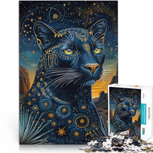1000-teiliges Puzzle für Erwachsene Lernspielzeug für die ganze Familie Fantasy-Schwarzer Panther-Kunst Geschenkideen52x38cm von LKASGCBY