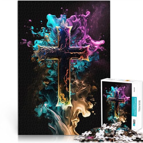 1000-teiliges Puzzle für Erwachsene Lernspielzeug für die ganze Familie Göttliche Kreuzkunst Angebot als Geschenk für die ganze Familie38x26cm von LKASGCBY
