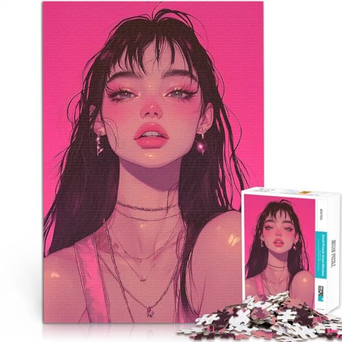 1000-teiliges Puzzle für Erwachsene Spielzeug Lernspiele Stressabbau Anime-Mädchenporträt Die Liebe zwischen Paaren stärken52x38cm von LKASGCBY