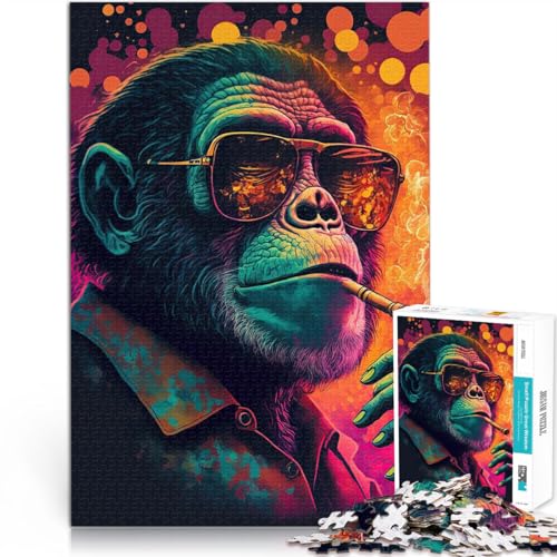 1000-teiliges Puzzle für Erwachsene Spielzeug Lernspiele Stressabbau Marihuana-AFFE Geburtstagsgeschenk, Geschenke38x26cm von LKASGCBY
