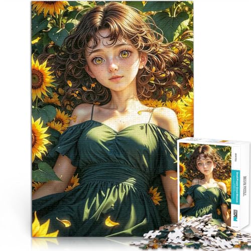 1000-teiliges Puzzle für Erwachsene Spielzeug Lernspiele Stressabbau Verloren im Sonnenblumentraum einzigartiges Herausforderungsspiel75x50cm von LKASGCBY