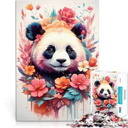 1000-teiliges Puzzle für Erwachsene Spielzeug für die ganze Familie Bunte Panda-Vintage-Kunst Geburtstagsgeschenk, Geschenke38x26cm von LKASGCBY