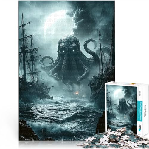 1000-teiliges Puzzle für Erwachsene Stressabbau – Staycation – Zeit totschlagen Cthulhu erhebt Sich Wanddekoration52x38cm von LKASGCBY