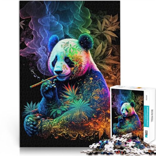 1000-teiliges Puzzle für Erwachsene Trainieren Sie Ihr Gehirn und Ihre Hände Panda Neon Wunschliste mit dem Weihnachtsmann52x38cm von LKASGCBY