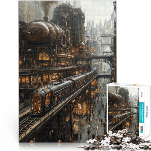 1000-teiliges Puzzle für Erwachsene für Lernspiel-Herausforderungsspielzeug Steampunk-Stadtbild Künstlersammlung, Bildende Kunst52x38cm von LKASGCBY