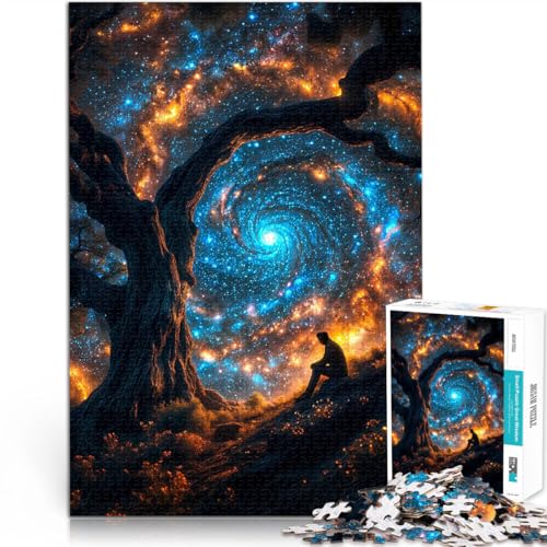 1000-teiliges Puzzle für Teenager Anspruchsvolles Spiel und Familienspaß Sternennacht mit Baum Geeignet für die Schreibtischdekoration52x38cm von LKASGCBY