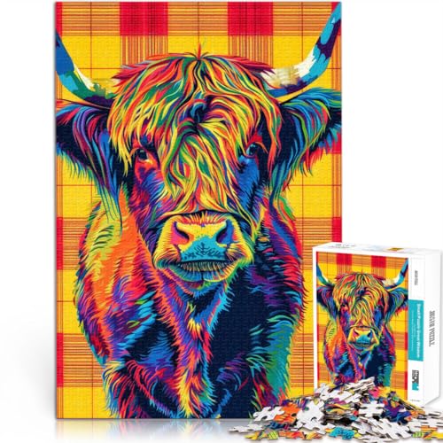 1000-teiliges Puzzle für Teenager Lernspiel-Herausforderungsspielzeug Tartan Highland Kuh Wunschliste mit dem Weihnachtsmann38x26cm von LKASGCBY