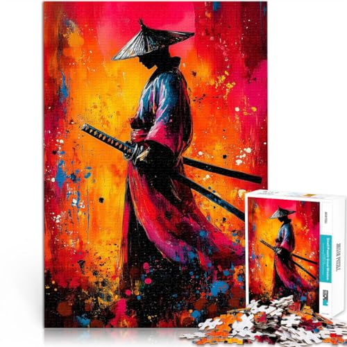 1000-teiliges Puzzle für Teenager Lernspiele DIY Spielzeug Gemälde eines Samurai-Kriegers mit passendem Poster und Quizblatt75x50cm von LKASGCBY