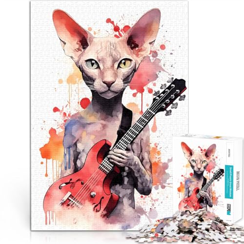 1000-teiliges Puzzle für Teenager Lernspiele DIY Spielzeug Peterbald Katze spielt Geeignet für die Schreibtischdekoration75x50cm von LKASGCBY