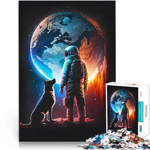 1000-teiliges Puzzle für Teenager Lernspiele Heimdekoration Astronauten- und Hundereise Tolle Geschenke und Spielzeuge38x26cm von LKASGCBY