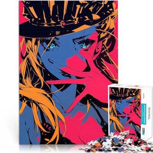 1000-teiliges Puzzle für Teenager Lernspielzeug für die ganze Familie Anime-Mädchen mit Hut Angebot als Geschenk für die ganze Familie38x26cm von LKASGCBY