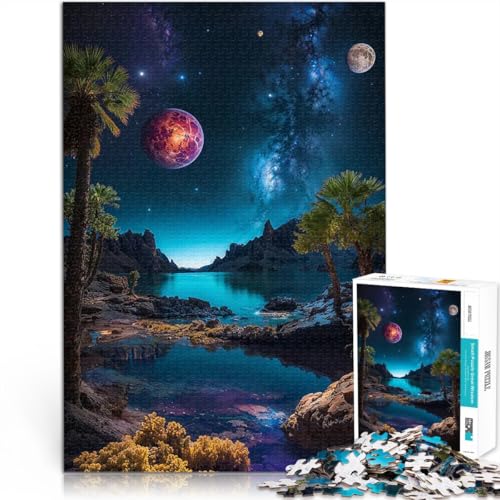 1000-teiliges Puzzle für Teenager Spielzeug Lernspiele Stressabbau Außerirdischer See unter Sternen Künstlersammlung, Bildende Kunst38x26cm von LKASGCBY