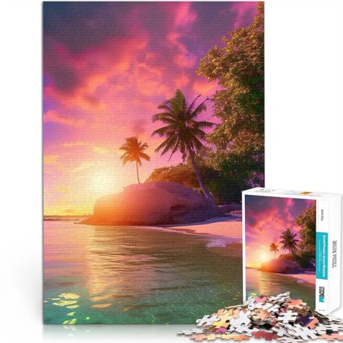 1000-teiliges Puzzle für Teenager Spielzeug Lernspiele Stressabbau Sonnenuntergang auf Einer tropischen Insel Geburtstagsgeschenk75x50cm von LKASGCBY