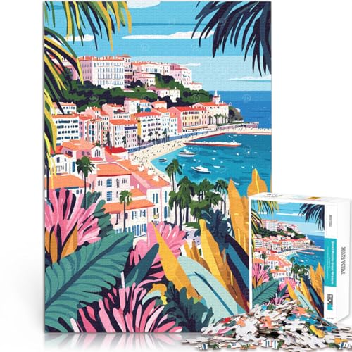 1000-teiliges Teenager-Puzzle Lernspiele Heimdekoration Palmen an der französischen Riviera einzigartiges Herausforderungsspiel52x38cm von LKASGCBY