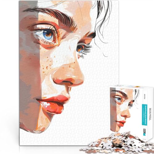 1000-teiliges Teenager-Puzzle Spiele Spielzeug Geschenk Frauenprofil mit blauen Augen Geburtstagsgeschenk, Geschenke, Wandkunst52x38cm 1000-teiliges Teenager-Puzzle Spiele Spielzeug Geschenk Frauenprofil mit blauen Augen Geburtstagsgeschenk, Geschenke, Wandkunst52x38cm von LKASGCBY
