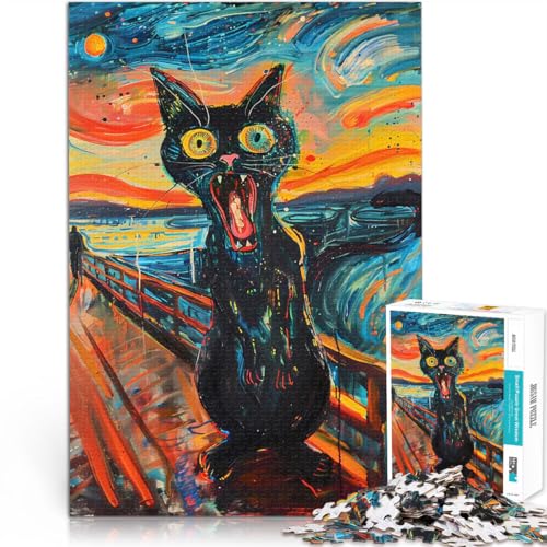 1000-teiliges Teenager-Puzzle Trainieren Sie Ihr Gehirn und Ihre Hände Die schreiende Katze Geeignet für die Schreibtischdekoration75x50cm von LKASGCBY