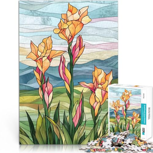 2000-Teile-Puzzle für Erwachsene Anspruchsvolles Spiel und Familienspaß Buntglasblumen einzigartiges Herausforderungsspiel70x100cm von LKASGCBY