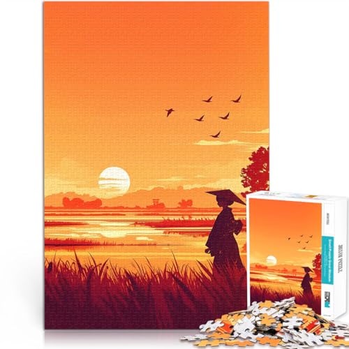 2000-Teile-Puzzle für Erwachsene Spielzeug Lernspiele Stressabbau Japanische Sonnenuntergangslandschaft Geschenkideen70x100cm von LKASGCBY