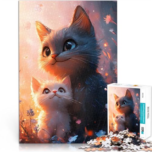 2000-Teile-Puzzle für Erwachsene für Lernspiel-Herausforderungsspielzeug Süße Katzenfamilie Künstlersammlung, Bildende Kunst70x100cm von LKASGCBY