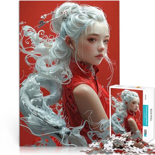 2000-Teile-Puzzle für Teenager Lernspiel-Herausforderungsspielzeug Junge asiatische Frau Drache Lernspiel für Geburtstag, Weihnachten70x100cm von LKASGCBY